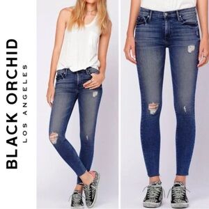 Black Orchid Dark Blue Ripped Skinny Jeans size 26